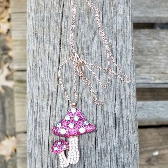 Kharma by Avelon Jewelry - Rose gold rubies & white Topaz mushrooms 17"
